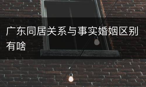 广东同居关系与事实婚姻区别有啥