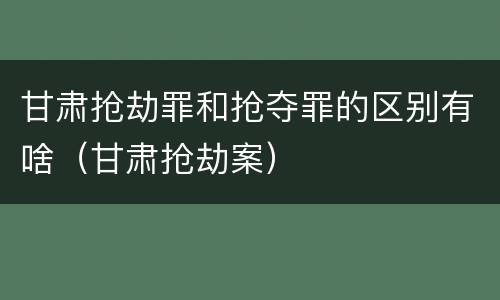 甘肃抢劫罪和抢夺罪的区别有啥（甘肃抢劫案）