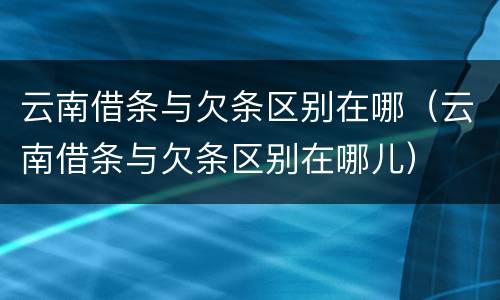 云南借条与欠条区别在哪（云南借条与欠条区别在哪儿）