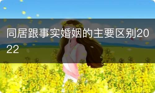 同居跟事实婚姻的主要区别2022
