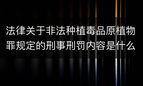 法律关于非法种植毒品原植物罪规定的刑事刑罚内容是什么