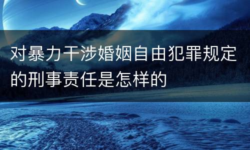 对暴力干涉婚姻自由犯罪规定的刑事责任是怎样的