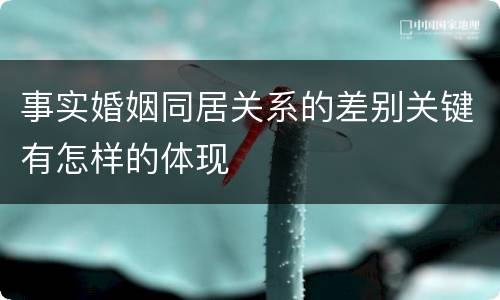 事实婚姻同居关系的差别关键有怎样的体现