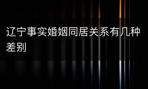 辽宁事实婚姻同居关系有几种差别