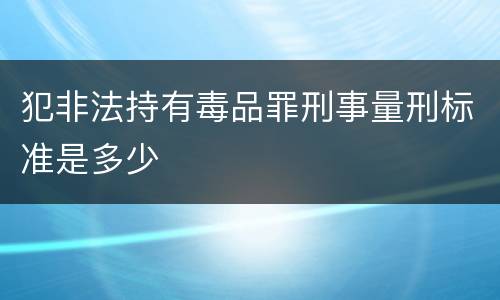 犯非法持有毒品罪刑事量刑标准是多少
