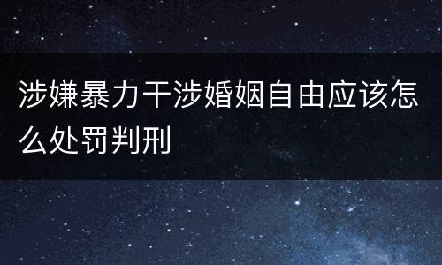 涉嫌暴力干涉婚姻自由应该怎么处罚判刑