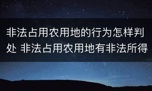 非法占用农用地的行为怎样判处 非法占用农用地有非法所得吗