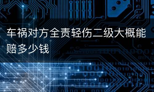 车祸对方全责轻伤二级大概能赔多少钱