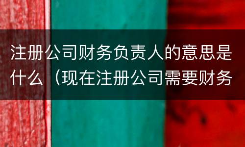 注册公司财务负责人的意思是什么（现在注册公司需要财务负责人）