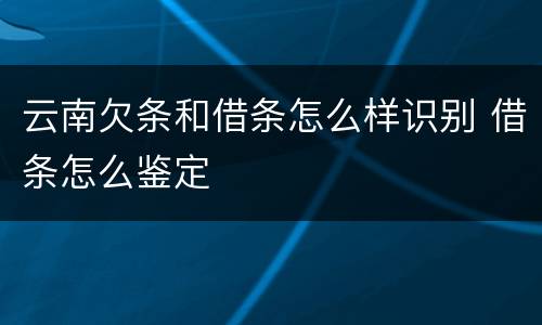 云南欠条和借条怎么样识别 借条怎么鉴定