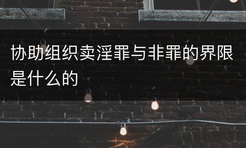 协助组织卖淫罪与非罪的界限是什么的