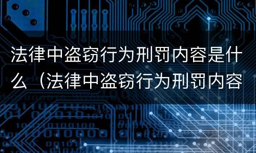法律中盗窃行为刑罚内容是什么（法律中盗窃行为刑罚内容是什么呢）