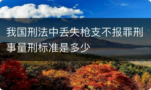 我国刑法中丢失枪支不报罪刑事量刑标准是多少