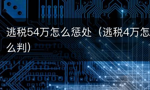 逃税54万怎么惩处（逃税4万怎么判）