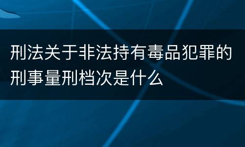 刑法关于非法持有毒品犯罪的刑事量刑档次是什么
