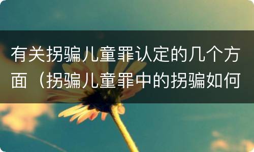 有关拐骗儿童罪认定的几个方面（拐骗儿童罪中的拐骗如何认定）