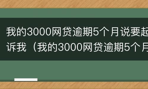 我的3000网贷逾期5个月说要起诉我（我的3000网贷逾期5个月说要起诉我是真的吗）
