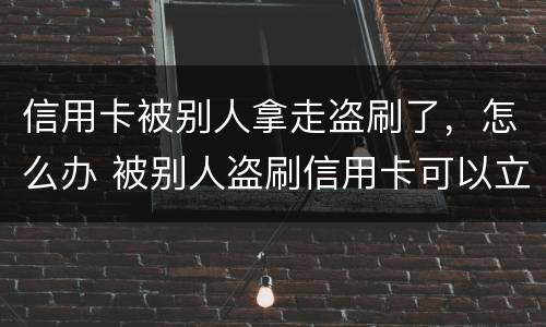信用卡被别人拿走盗刷了，怎么办 被别人盗刷信用卡可以立案吗