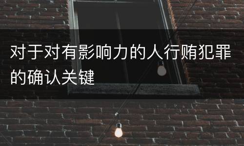 对于对有影响力的人行贿犯罪的确认关键