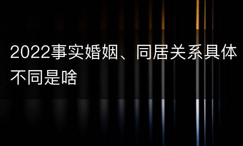 2022事实婚姻、同居关系具体不同是啥