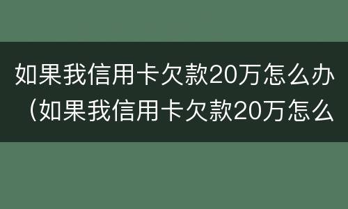 如果我信用卡欠款20万怎么办（如果我信用卡欠款20万怎么办理）