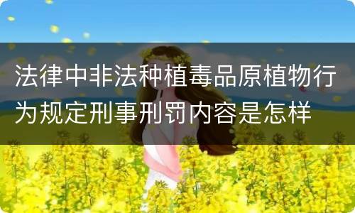 法律中非法种植毒品原植物行为规定刑事刑罚内容是怎样