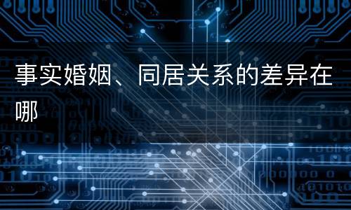 事实婚姻、同居关系的差异在哪