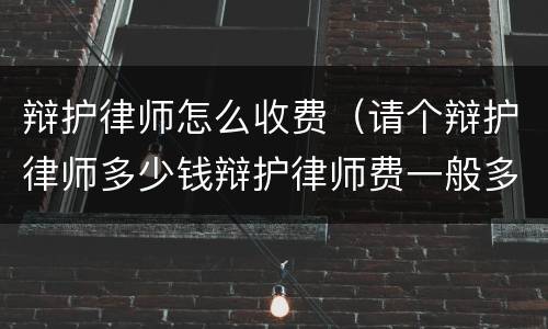 辩护律师怎么收费（请个辩护律师多少钱辩护律师费一般多少钱）