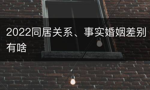 2022同居关系、事实婚姻差别有啥