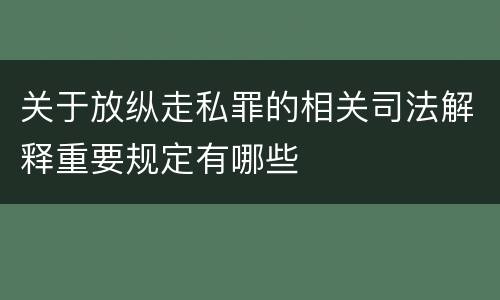 关于放纵走私罪的相关司法解释重要规定有哪些