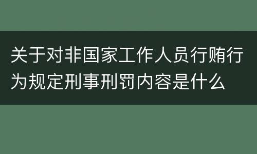关于对非国家工作人员行贿行为规定刑事刑罚内容是什么