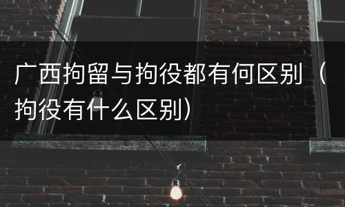 广西拘留与拘役都有何区别（拘役有什么区别）