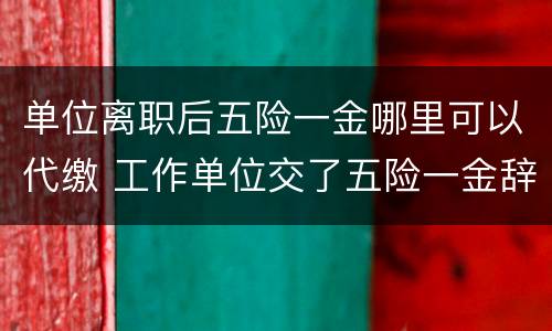 单位离职后五险一金哪里可以代缴 工作单位交了五险一金辞职后自己可以交吗