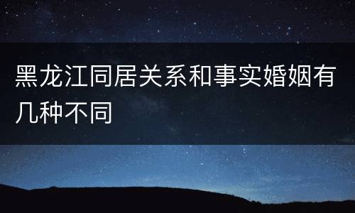 黑龙江同居关系和事实婚姻有几种不同
