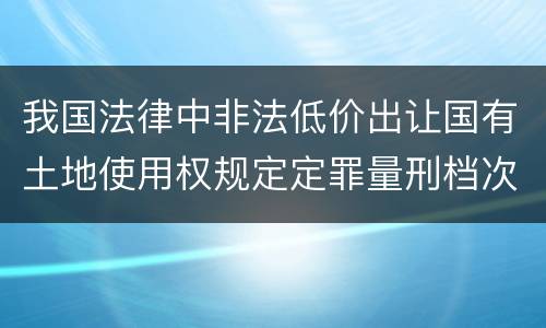我国法律中非法低价出让国有土地使用权规定定罪量刑档次