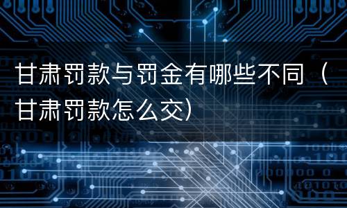 甘肃罚款与罚金有哪些不同（甘肃罚款怎么交）