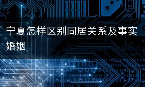 宁夏怎样区别同居关系及事实婚姻