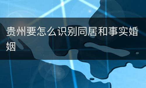 贵州要怎么识别同居和事实婚姻
