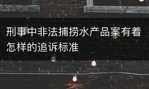 刑事中非法捕捞水产品案有着怎样的追诉标准