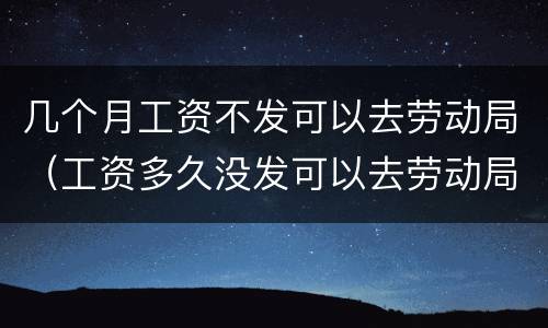几个月工资不发可以去劳动局（工资多久没发可以去劳动局）