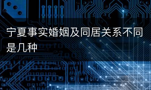 宁夏事实婚姻及同居关系不同是几种
