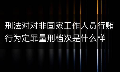 刑法对对非国家工作人员行贿行为定罪量刑档次是什么样