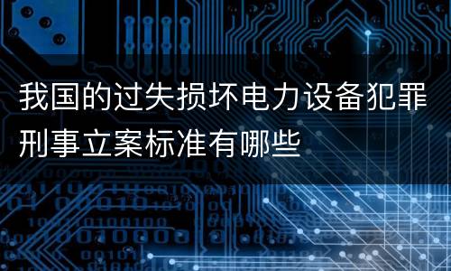 我国的过失损坏电力设备犯罪刑事立案标准有哪些