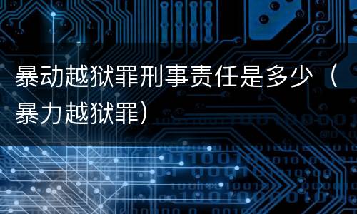 暴动越狱罪刑事责任是多少（暴力越狱罪）