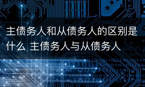 主债务人和从债务人的区别是什么 主债务人与从债务人
