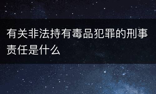 有关非法持有毒品犯罪的刑事责任是什么