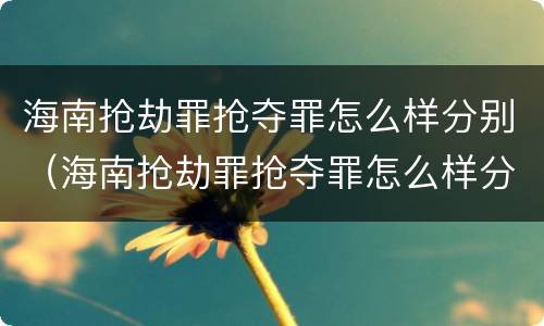 海南抢劫罪抢夺罪怎么样分别（海南抢劫罪抢夺罪怎么样分别认定）