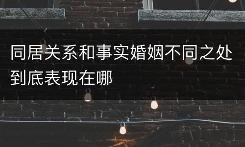 同居关系和事实婚姻不同之处到底表现在哪
