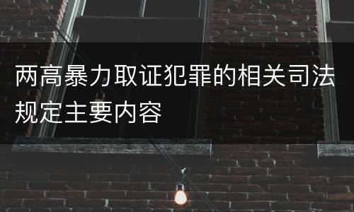 两高暴力取证犯罪的相关司法规定主要内容