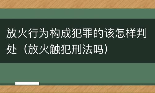 放火行为构成犯罪的该怎样判处（放火触犯刑法吗）